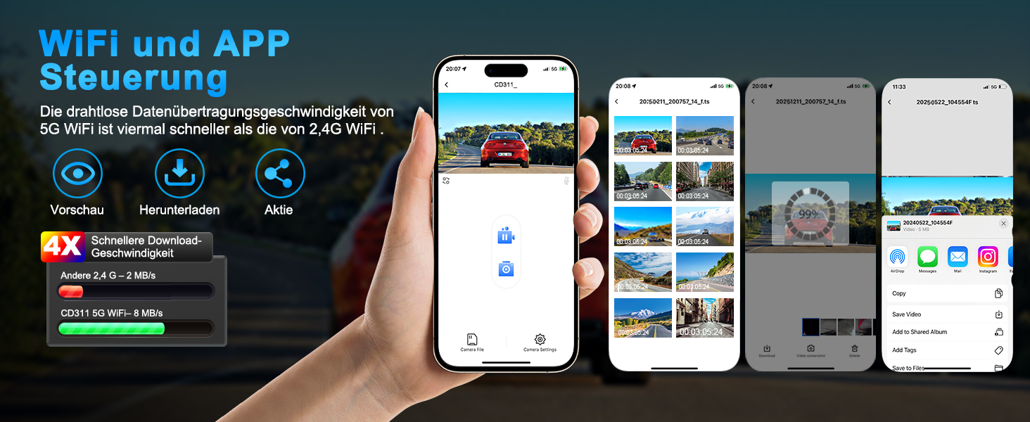 Відеореєстратор Dashcam 4K Dual з CPL фільтром, WiFi, 64GB SD, IPS 3