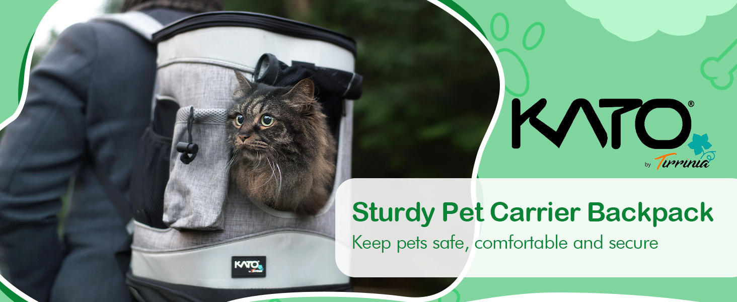 Kato Pet Carrier Backpack for Dogs & Cats - Breathable Mesh Travel Bag for Medium Dogs & Puppies - Portable Marine Blue