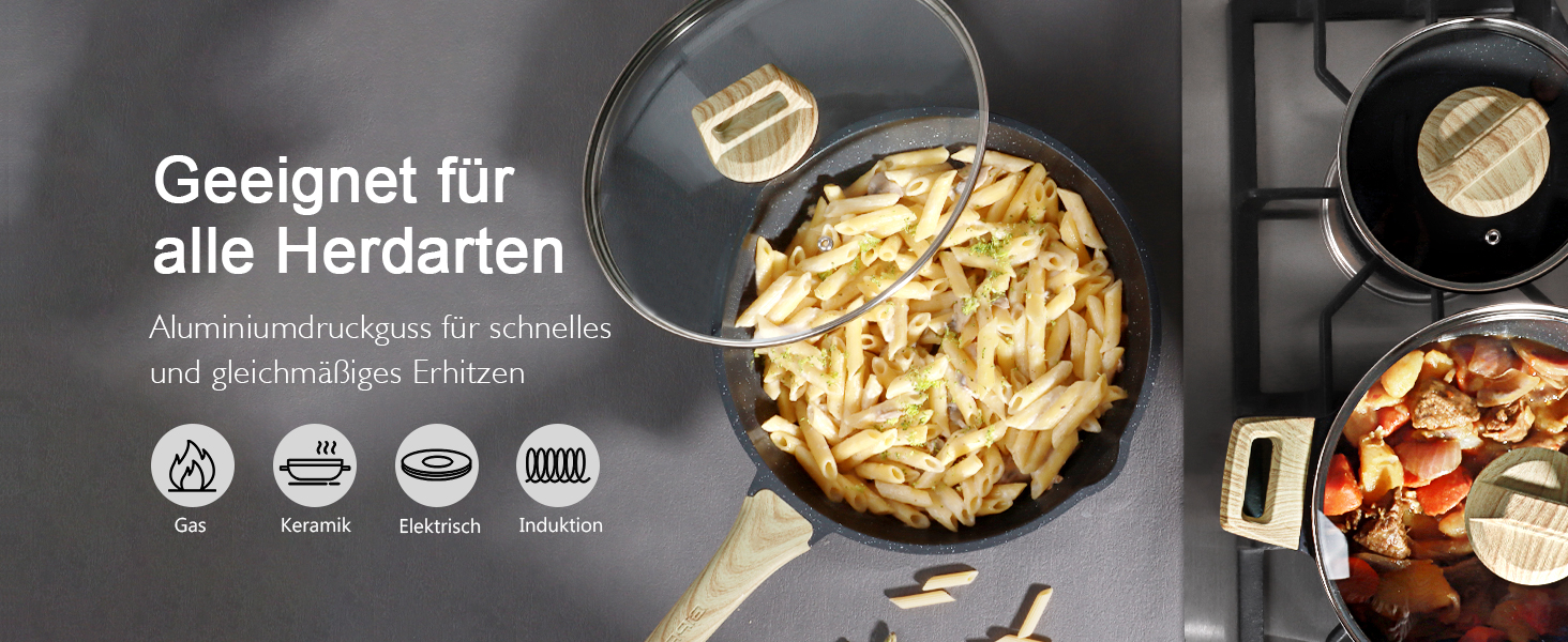 Набір кухонного посуду GiPP 18 предметів: каструлі, сковорідки, сочевички з антипригарним покриттям, сірий