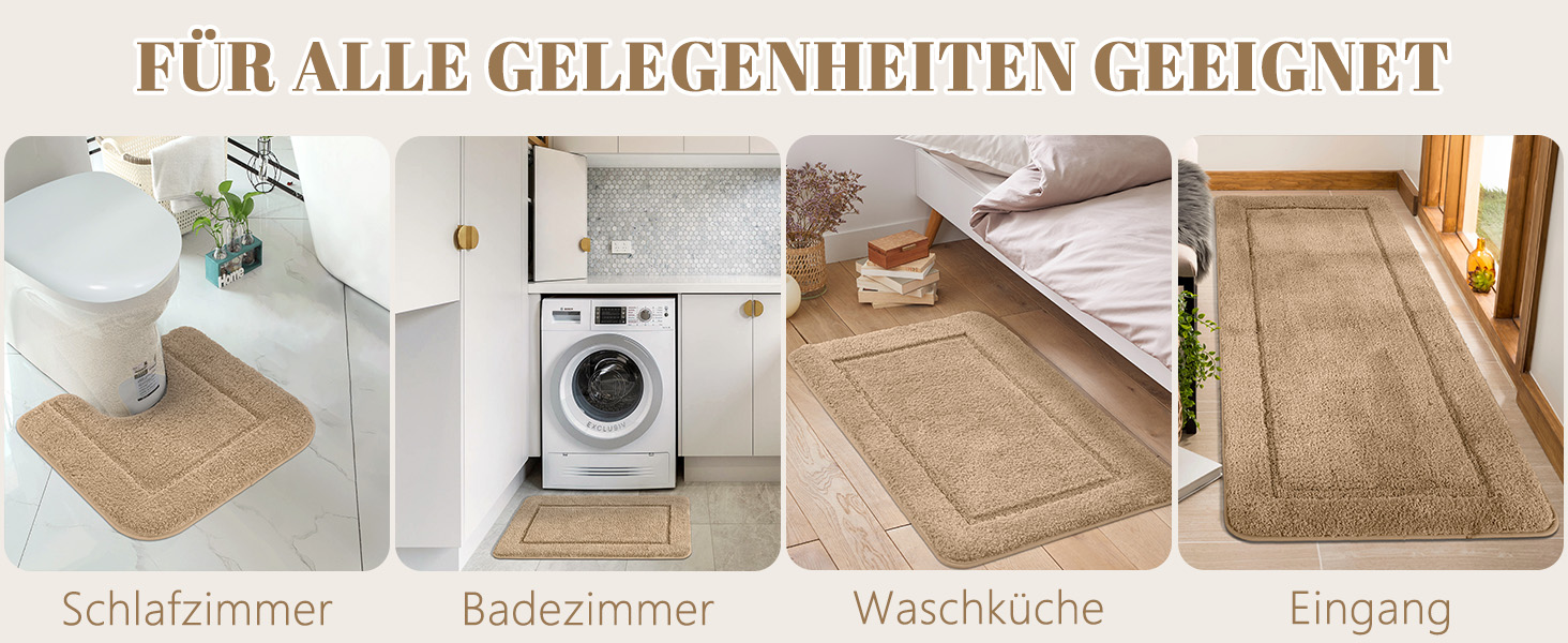 SOANNY Bath Mat Set - 2 Pack Microfiber Bathroom Rugs - Non-Slip, Water Absorbent - 53x86 cm & 50x50 cm