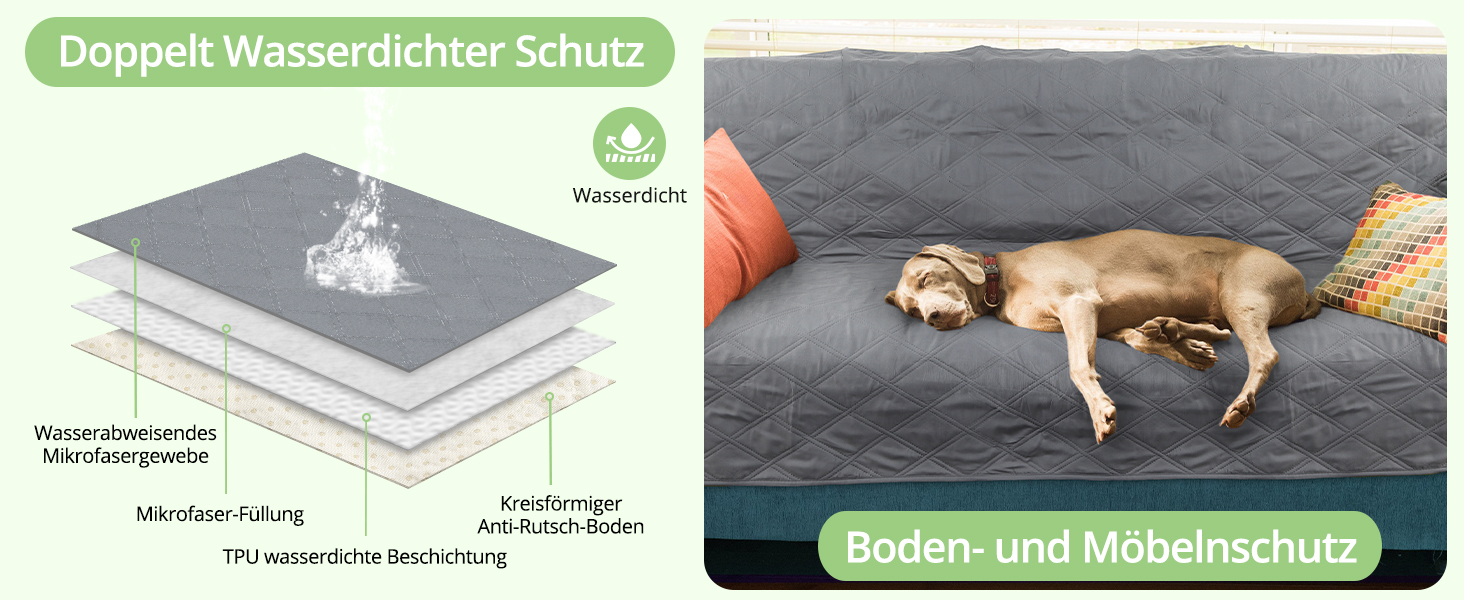 Водонепроникний килимок для собак TAIKURA, антиковзаючий килимок для тварин, міцний килимок для котів, багаторазовий. Захист для дивану, ліжка, автокрісла. Можна прати в пральній машині (темно-сірий, 76 x 190 см)