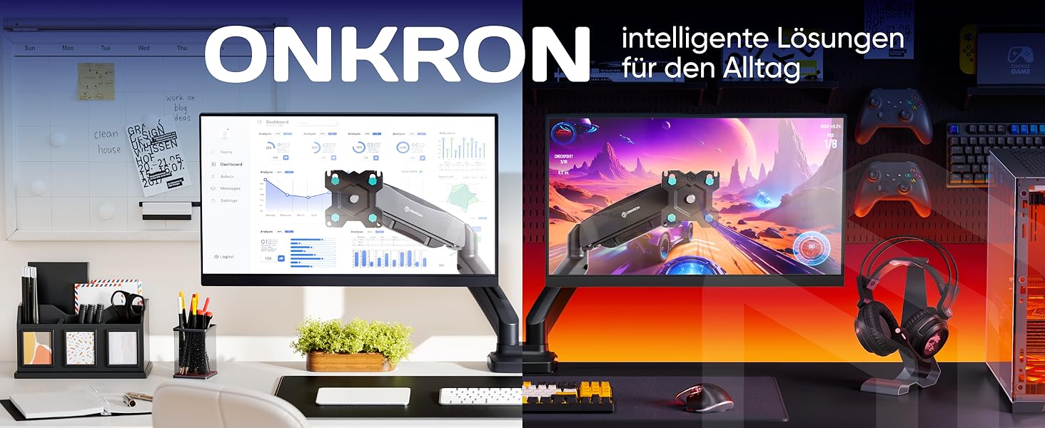 Кріплення для монітора ONKRON G160-W (білий) – 2 монітори, 13-32 дюйми, до 8 кг, VESA 75x75-100x100