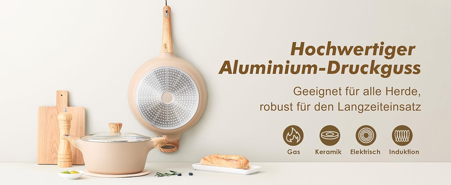 Сковорода SENSARTE з антипригарним покриттям, 30 см, кераміка, гранітне покриття, для плити та індукції, без PFOA/PTFE/PFAS