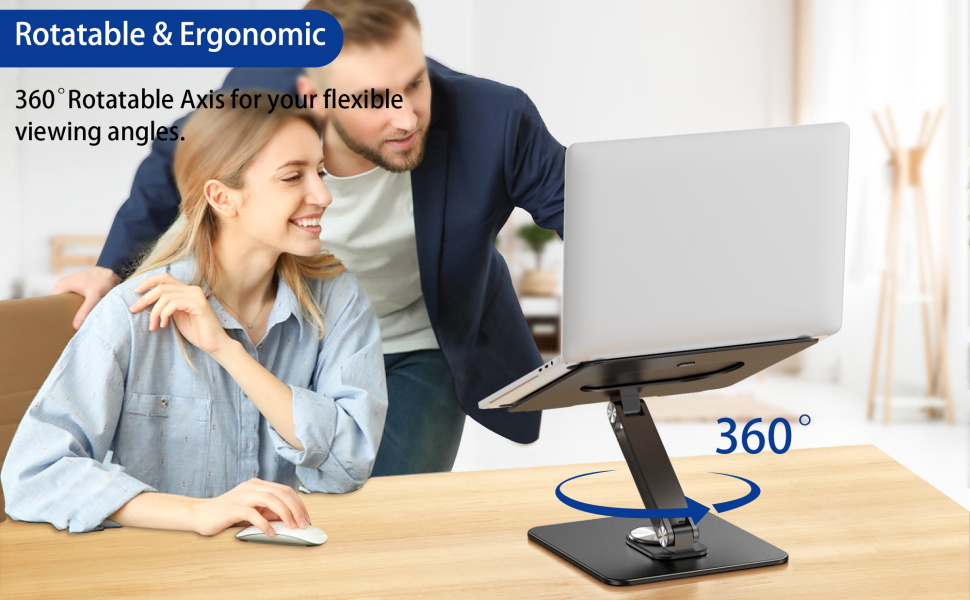 Підставка для ноутбука BESIGN LSX7 з поворотним підставою 360°, регульована ергономічна підставка, сумісна з ноутбуками 10-15.6