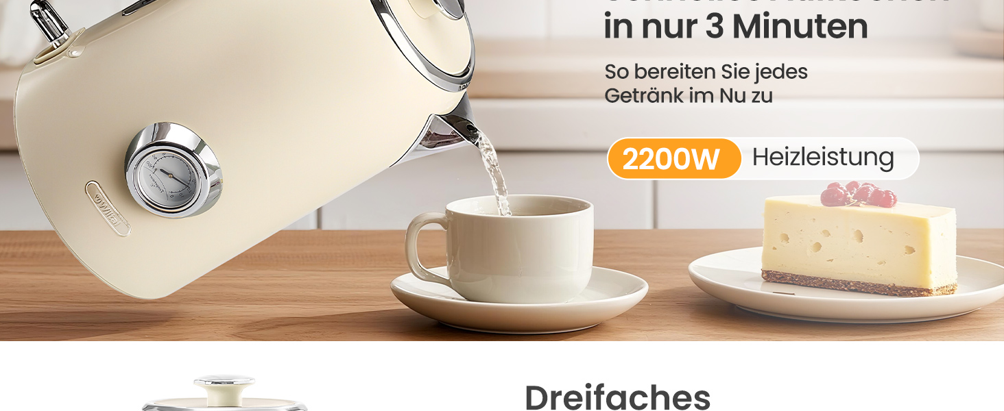 Набір чайник та тостер Retro Green 1.7L 2200W з індикатором температури, нержавіюча сталь