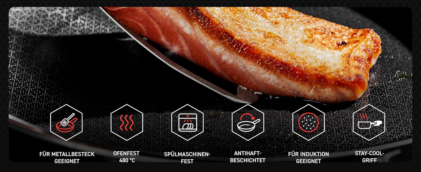 Сковорода HexClad Hybrid Ø 20 см – нержавіюча сталь з сотовою структурою, антипригарне покриття, для всіх плит (індукція), безпечна в духовці та посудомийній машині