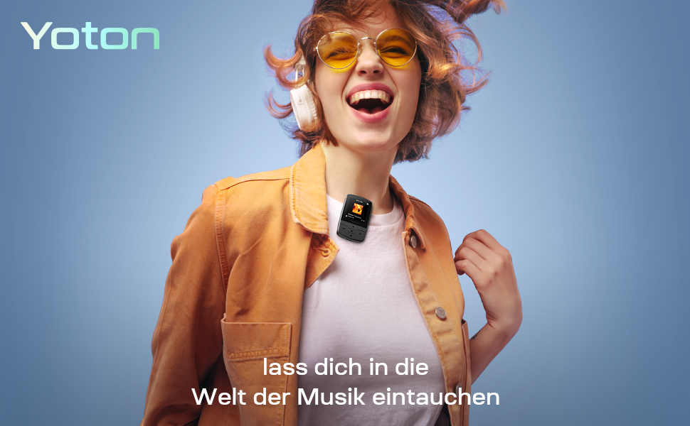 MP3-плеєр YOTON з Bluetooth 5.2, Hi-Fi звук, FM-радіо, диктофон, регулятор гучності, навушники, підтримка SD до 128 ГБ (Чорний)