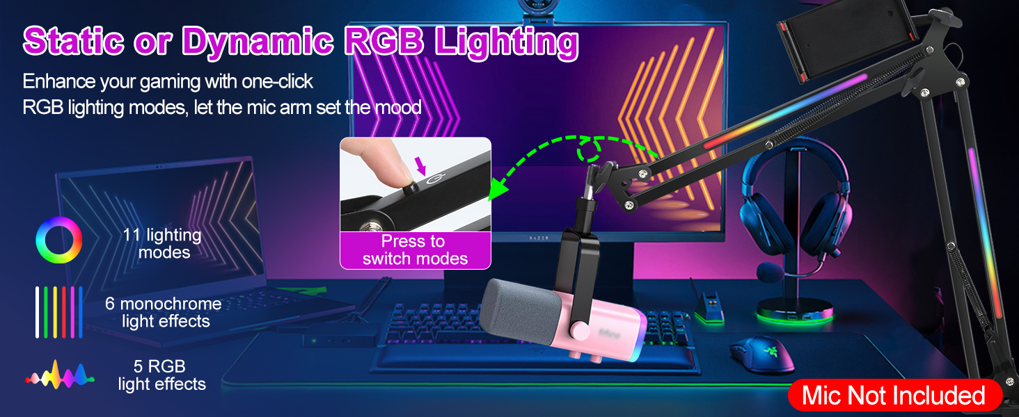 Кріплення для мікрофона YOUSHARES RGB, сумісне з Seiren Mini, V3 Mini/Chroma, Razer Seiren V2 X/Pro, Seiren X