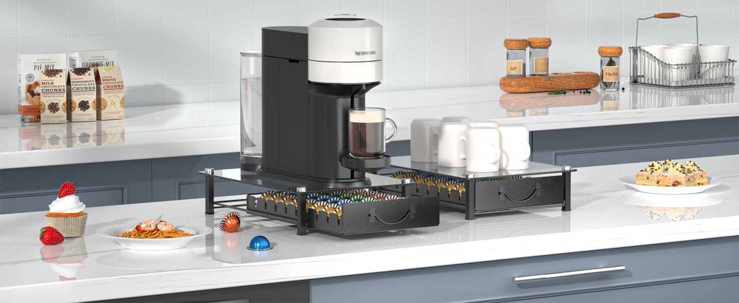 Тримач для капсул кави Nespresso Vertuo та Dolce Gusto на 50 капсул, металевий, сірий