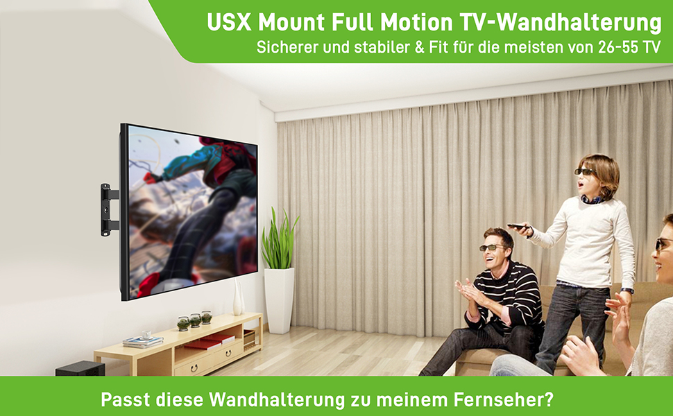 Кріплення для телевізора USX-MOUNT XMM902: поворотне, нахилене, для плоских та вигнутих телевізорів до 35 кг, VESA 400x400 мм (26-55 дюймів)