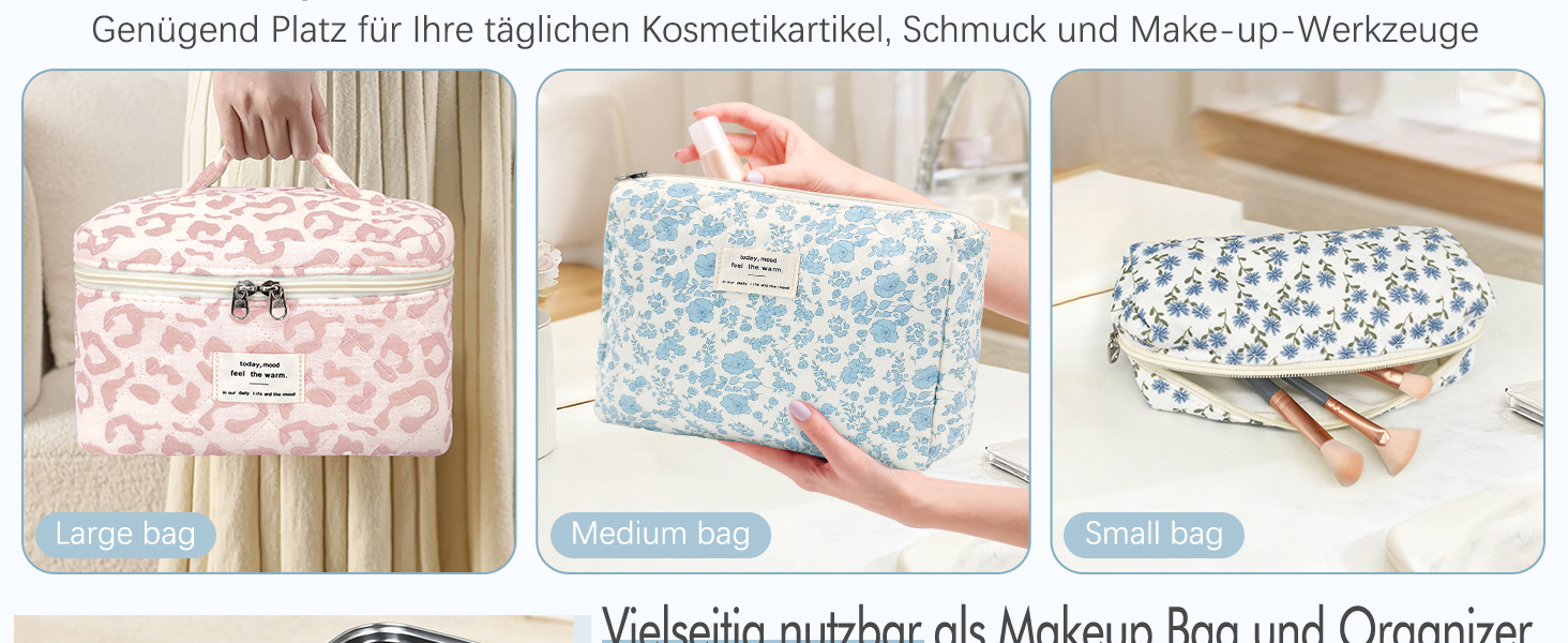 Набір косметичок для жінок: 3 шт. Leopard - велика, середня, маленька | Косметичка для макіяжу, подорожей, організації косметики