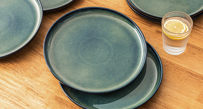Vancasso Starry 24-Piece Stoneware Dinnerware Set - 6 Person Blue Tableware Set with Plates, Bowls & Dessert Plates