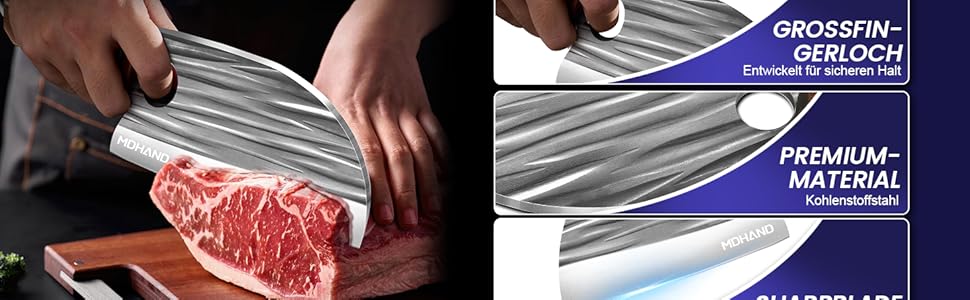 Набір ножів кухонних MDHAND 14 предметів з чохлом, сталь High Carbon, для кухні, кемпінгу, BBQ (смугастий)