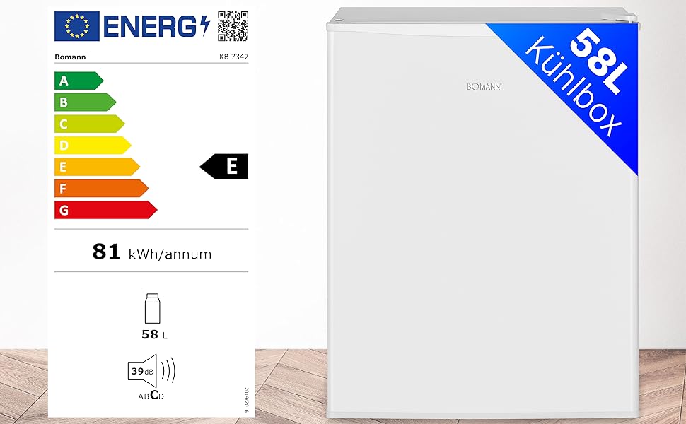 Холодильник Bomann KB 7347 Mini 58 л з регулюванням температури та змінним напрямком відкривання дверцят, чорний (модель 2023)