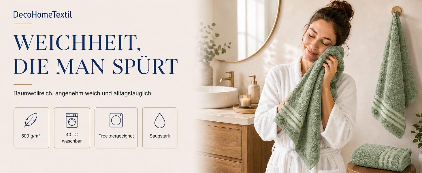 Набір рушників для рук DecoHomeTextil Eco (6 шт), 50x100 см, бірюзовий — екологічний махровий сет, м'який та гігроскопічний