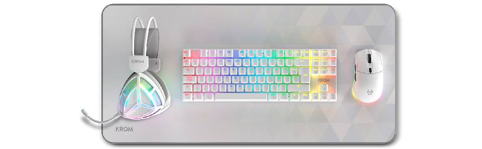 KROM Kabala – Бездротовий ігровий набір з мембранної клавіатури RGB Rainbow, 6 антибліндів, оптична миша 800-4800 DPI, іспанська розкладка, сумісний з ПК, чорний (Klass Spanish)