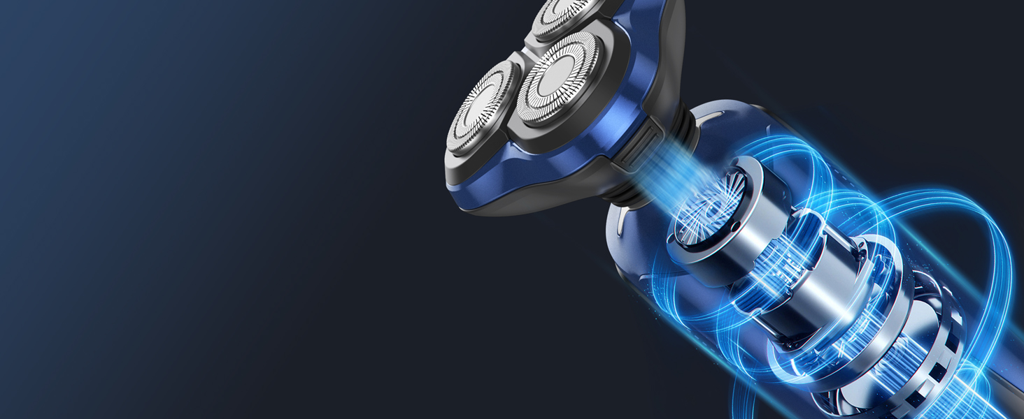 Електричний чоловічий бритва VOYOR TX410: ротаційний, мокрий/сухий, LCD, для подорожей (синій)