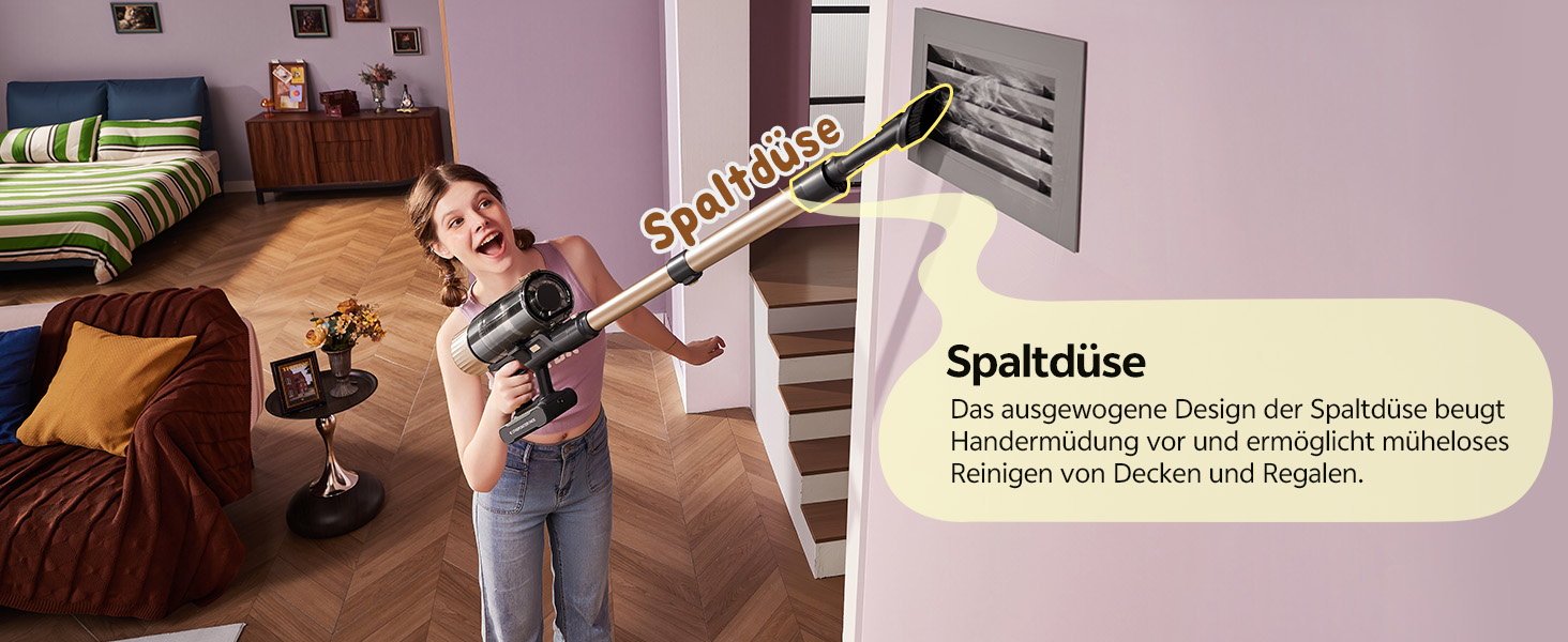 Бездротовий пилосос Ultenic U15 з акумулятором, 50000Pa, 580W, 65хв, GreenEye, антизаплутувальна щітка, телескопічна труба, для килимів, твердих поверхонь та шерсті тварин, золотий