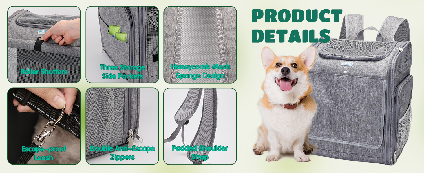 Розширюваний рюкзак для собак та котів Nobleza з сіткою, зручний та складаний, з внутрішньою безпечною лінійкою та килимком, сірий