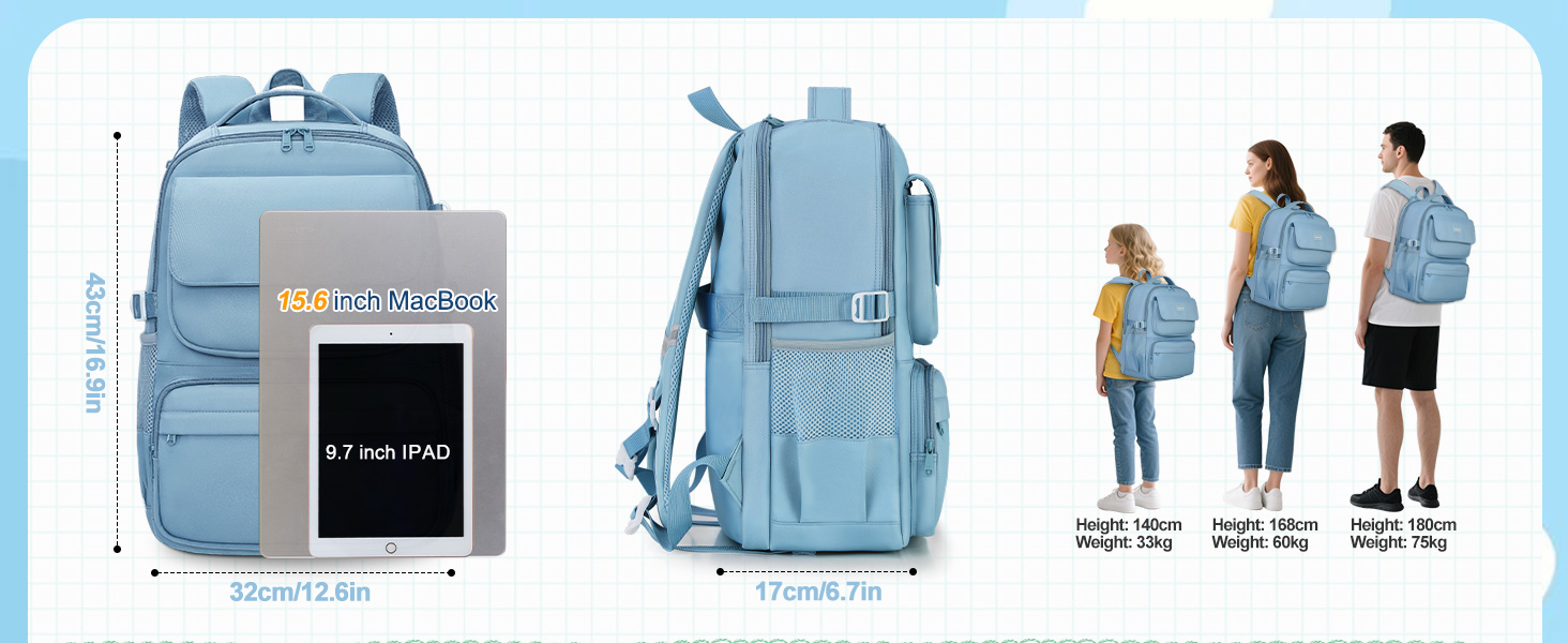 Шкільний рюкзак FIORETTO для дівчаток-підлітків, рюкзак для жінок з відділом для ноутбука 15,6', водонепроникний, легкий, 25L, для школи та подорожей, рожевий