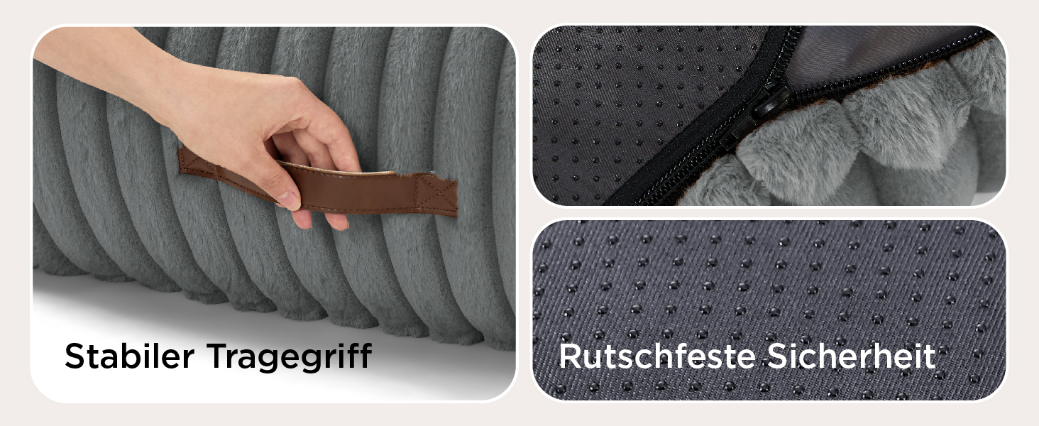 Ортопедичне ліжко для котів BEDSURE великого розміру 61x46x25 см - зручне диван-ліжко для собак та котів, м'яке, з антиковзким покриттям, Kamel