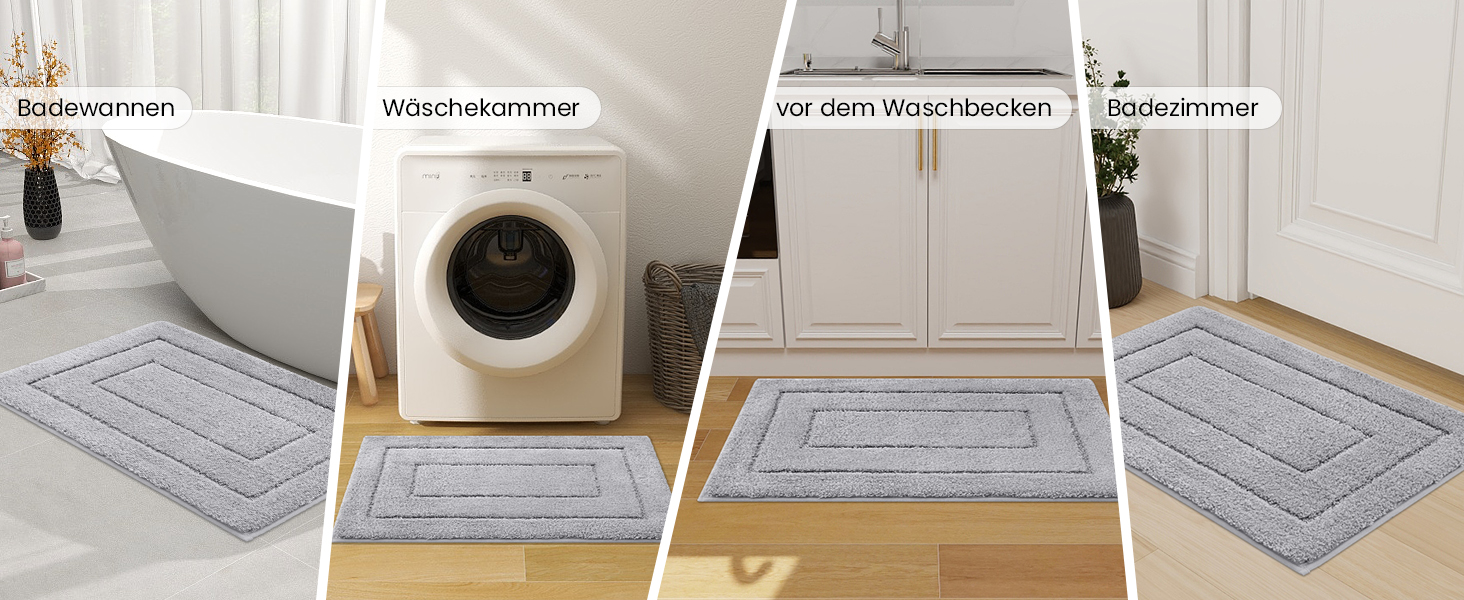 Килимок для ванної кімнати Homaxy з мікрофібри, неслизький, 40x60 см, сірий