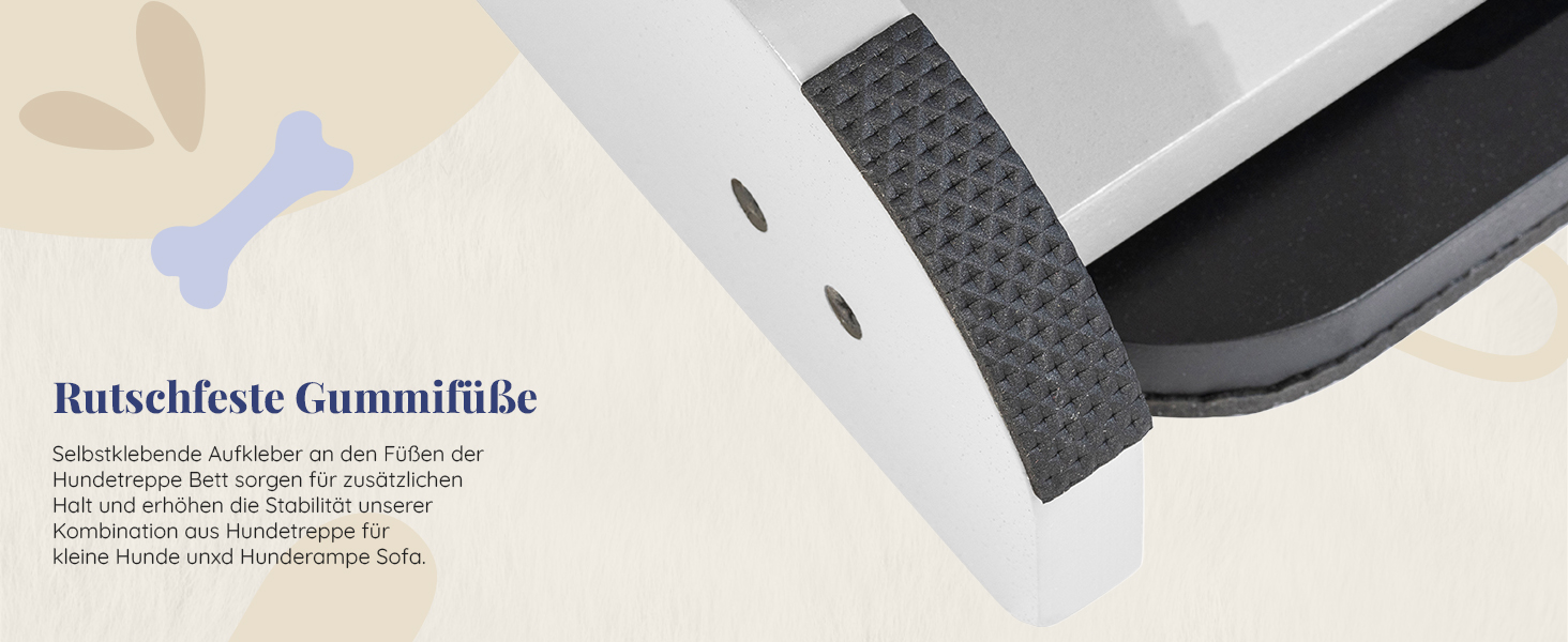 Сходинка для собак на ліжко та диван 2-в-1 - регульована пандус для собак, 18-50 см - для маленьких собак, легка у переміщенні, з платформою, натуральне дерево (білий дуб)