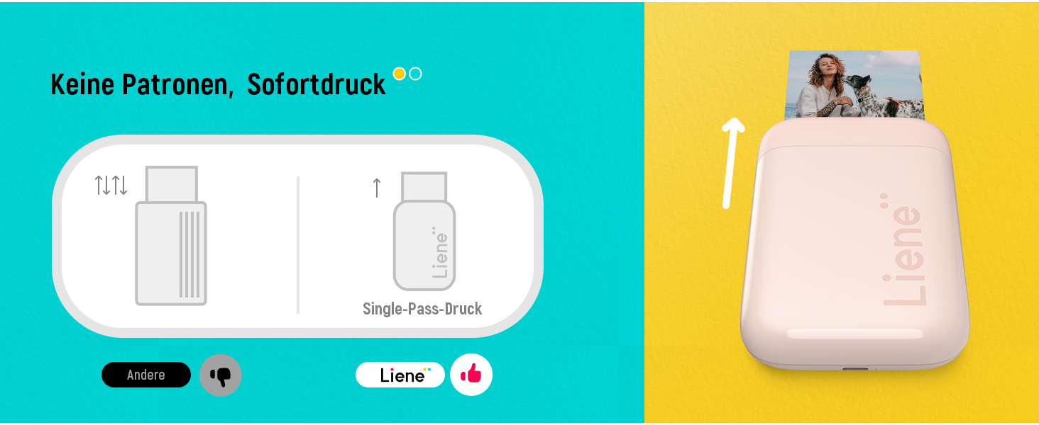 Liene Pearl K100: Портативний принтер для фотографій з 50 аркушами Zink паперу, Bluetooth 5.0, для iOS & Android, Mini, Рожевий