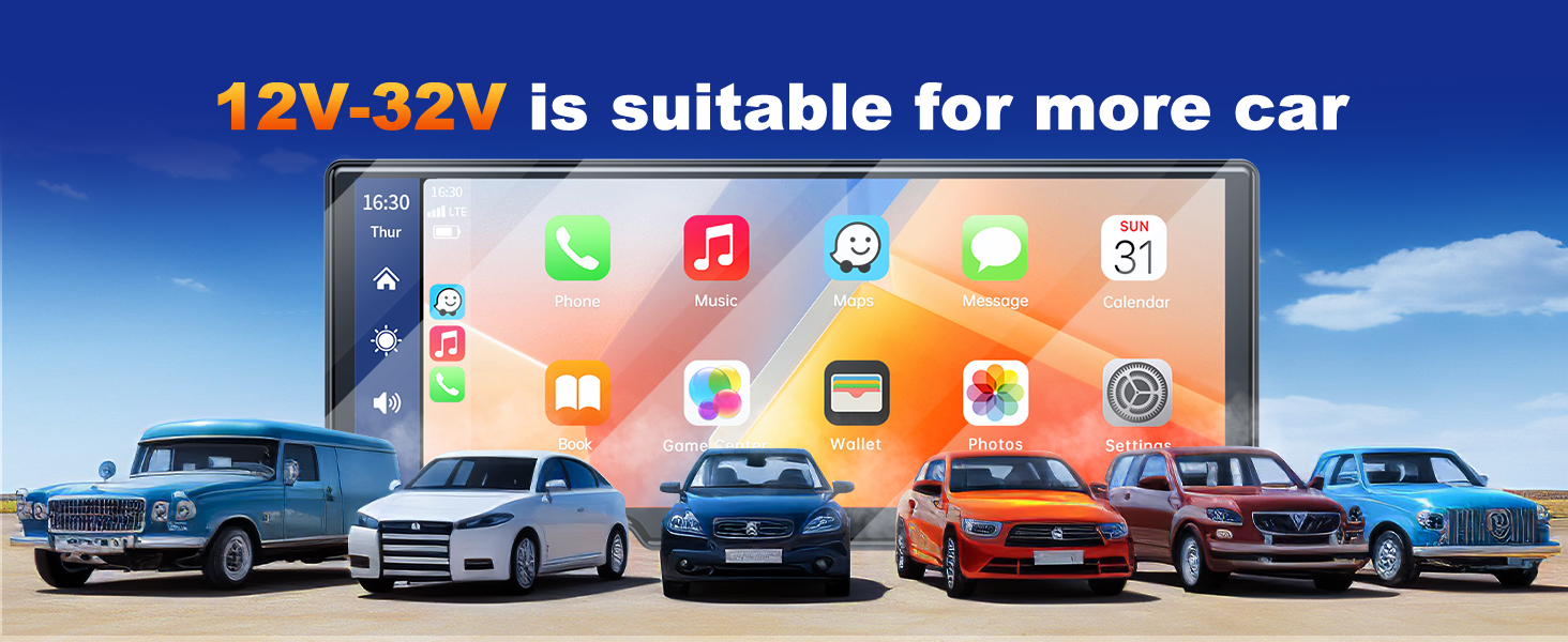 Бездротовий CarPlay/Android Auto дисплей Volam 9,26