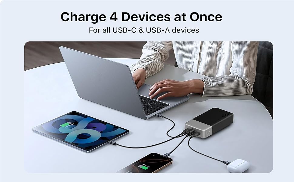 Power Bank NOBIS 20000mAh 45W Orange: Швидка зарядка USB-C/USB-A, Цифровий дисплей
