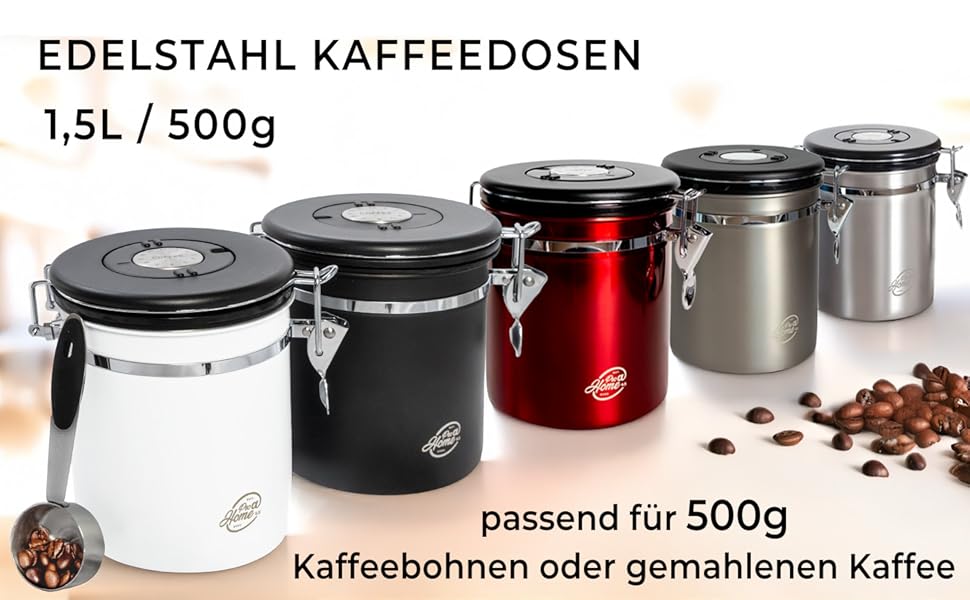 Контейнер для кави 500г з нержавіючої сталі з дозатором та календарем, 1,5л, стильна упаковка