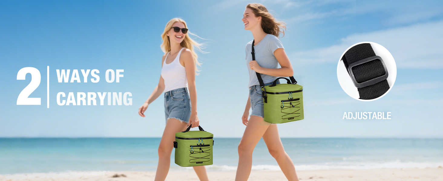 Кühltasche 24L: Водонепроникна сумка-холодильник для пікніка, пляжу, кемпінгу, офісу, транспортування продуктів (армійний зелений)