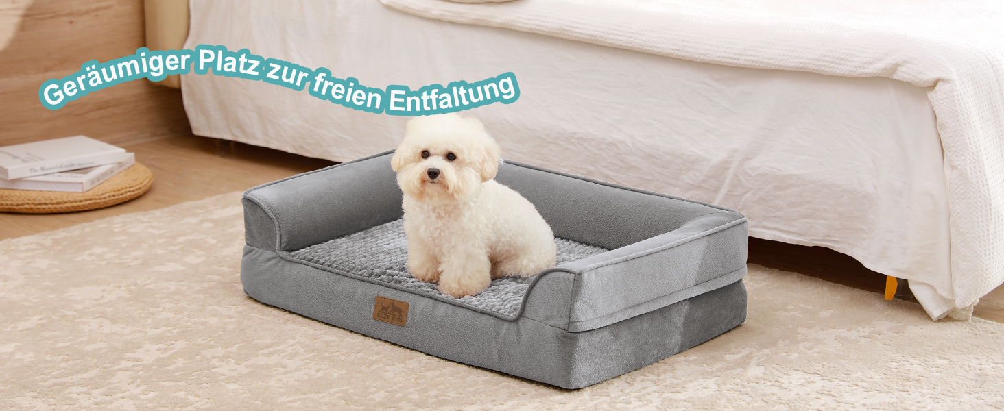 Ортопедичне ліжко для собак, маленьких порід, водовідштовхуваче, сіре, 76x51x19 см