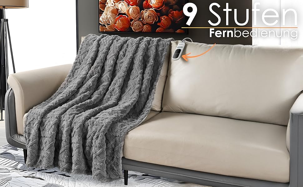 Електрична гріюча ковдра з автовимкненням Kuschelheizdecke 180x130cm, 9 рівнів нагріву, 40°C, пральна
