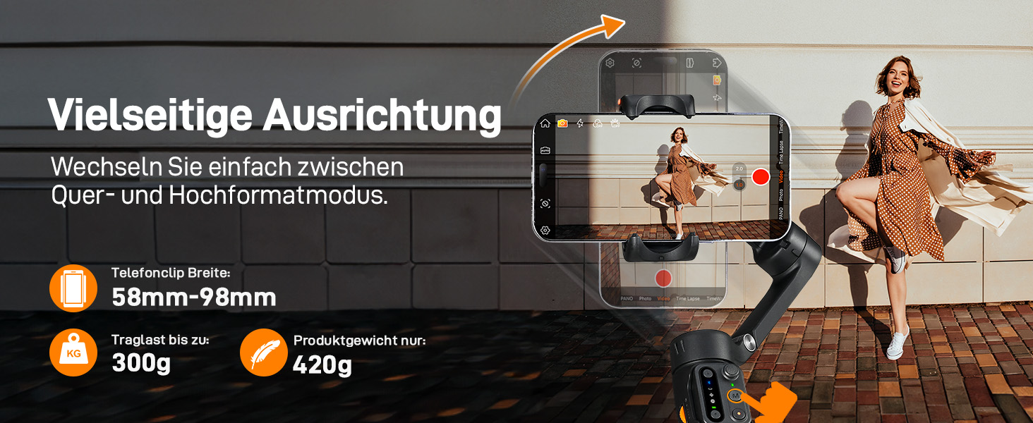 Hohem iSteady V3 - Стабілізатор для смартфона з контролером, AI-трекером, телескопічною штангою та штативом, чорний