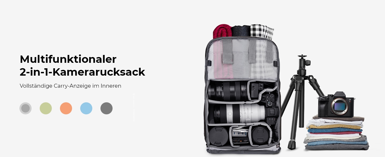 Рюкзак для фотокамери K&F Concept, сумка для фотографа, 20L, з відділенням для ноутбука 15-15.6 дюймів, сумісний з Canon/Nikon/Sony/DJI Mavic