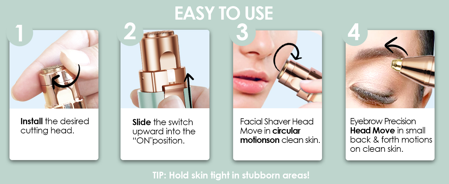 Триммер для обличчя та брів VG VOGCREST 2-в-1, акумуляторний, з LED-підсвіткою (Рожеве золото, Зелений)