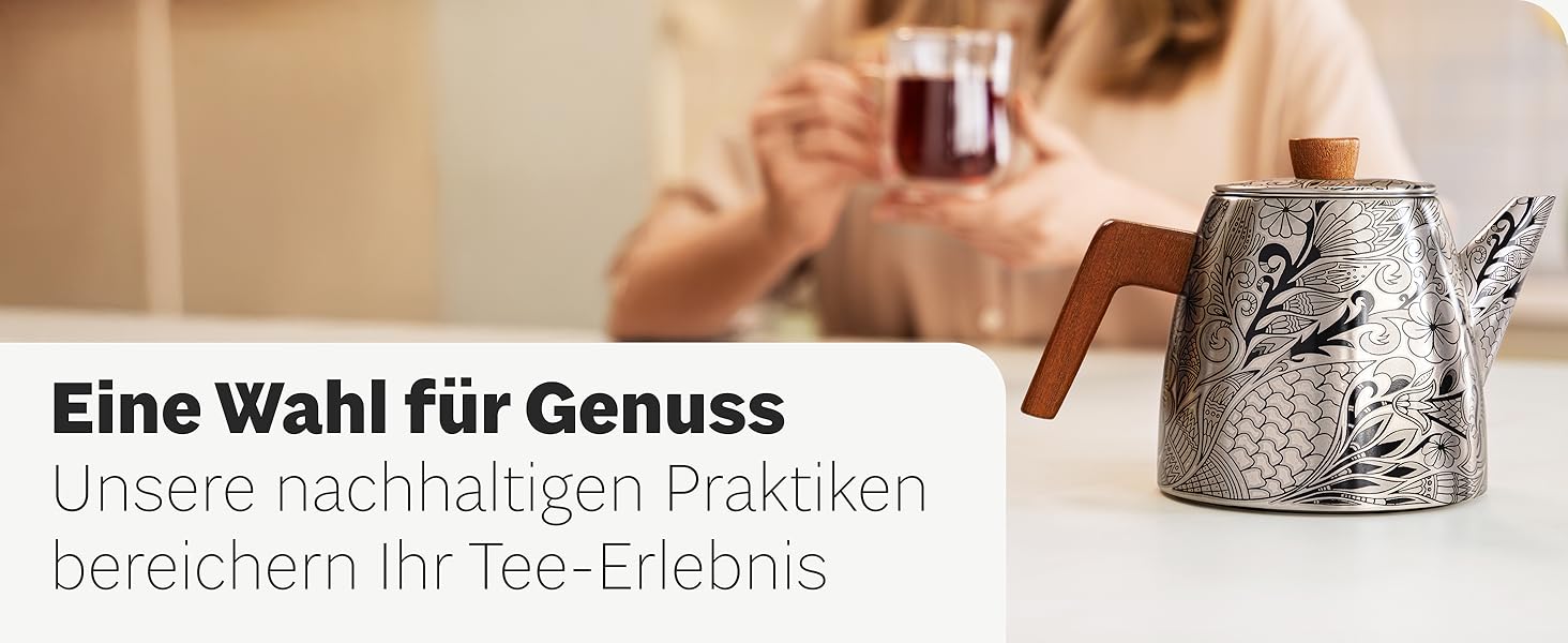 Термочайник YC Yang Chai з подвійними стінками та ситом із нержавіючої сталі 304, 1.1 л, з ручками з дуба для листового чаю