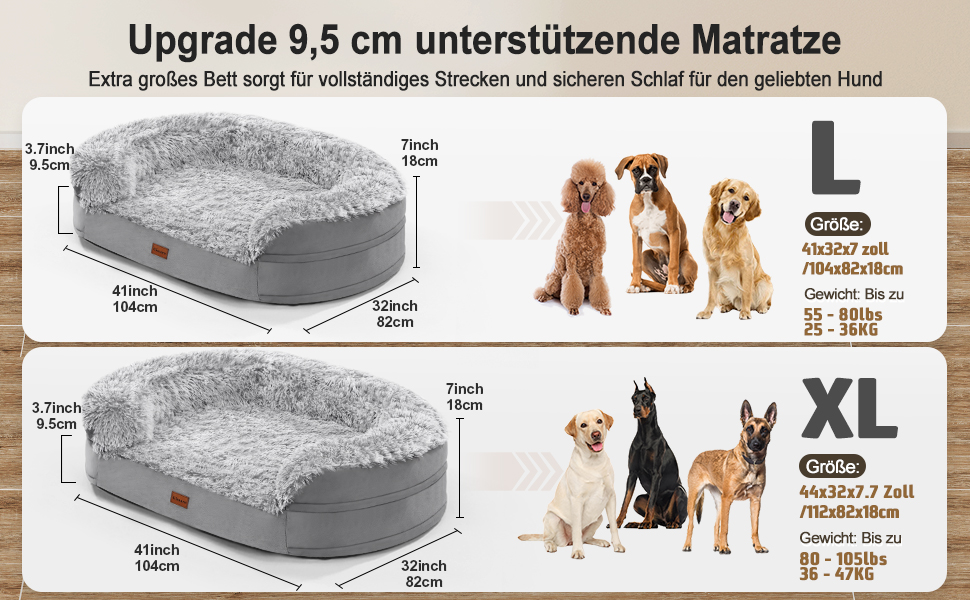 Gimars 9.5 inch Orthopedic Dog Bed for Extra Large Dogs, XL Dog Bed with Bolster & 28D Egg Crate Mattress, Waterproof Cover, Washable Plush Cover, Dog Sofa for Arthritic Dogs - Half Round