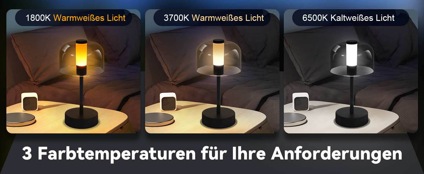 LED настільна лампа Homefire з акумулятором, диммуванням та USB-C зарядкою. Чорна металева лампа з акрилом, сенсорне керування, 1800K-6500K, з функцією пам'яті для дому