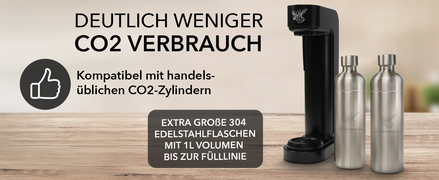 Пристрій для газування води Infinity з 2 флаконами з нержавіючої сталі по 1,25 л - економія до 25% CO2 завдяки автоматичній зупинці. Флакони придатні для миття в посудомийній машині та без терміну придатності. Газовий напій, пристрій для газування води (2x нержавіюча сталь)
