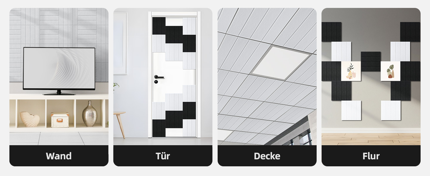 Акустичні панелі Vieshful самоклеючі, 30x30x1 см, звукопоглинаючі стінові панелі з фетру для студії, дому та офісу, чорний колір, 10 шт