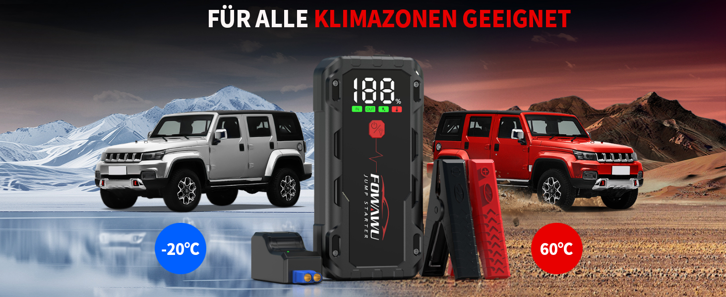 Powerbank FOWAWU 7000A 22800mAh з автостартом та LED-ліхтариком для автомобіля, мотоцикла, газонокосарки