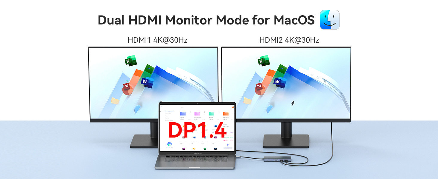 Док-станція USB-C з підтримкою двох моніторів, 14 в 1 для ноутбука: HDMI, VGA, Ethernet, PD, USB, SD/TF, Аудіо