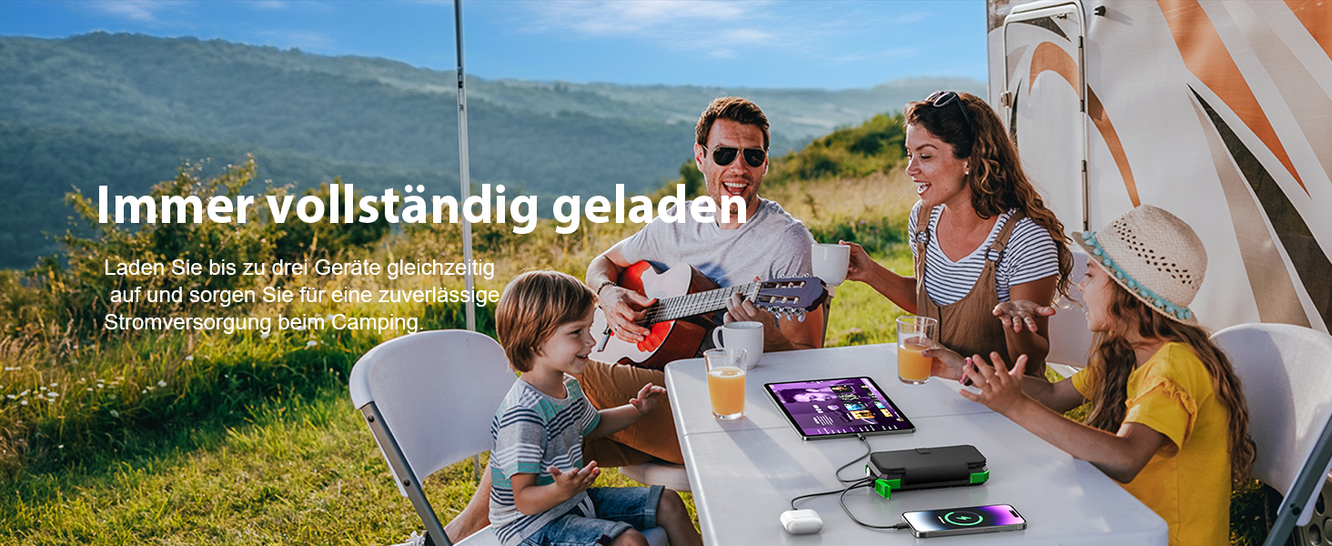 Сонячний Power Bank WASTDE 26800mAh з сонячною панеллю, чорний: зарядний пристрій для телефону, планшета, з ліхтариком (SOS), водонепроникний, для кемпінгу та подорожей