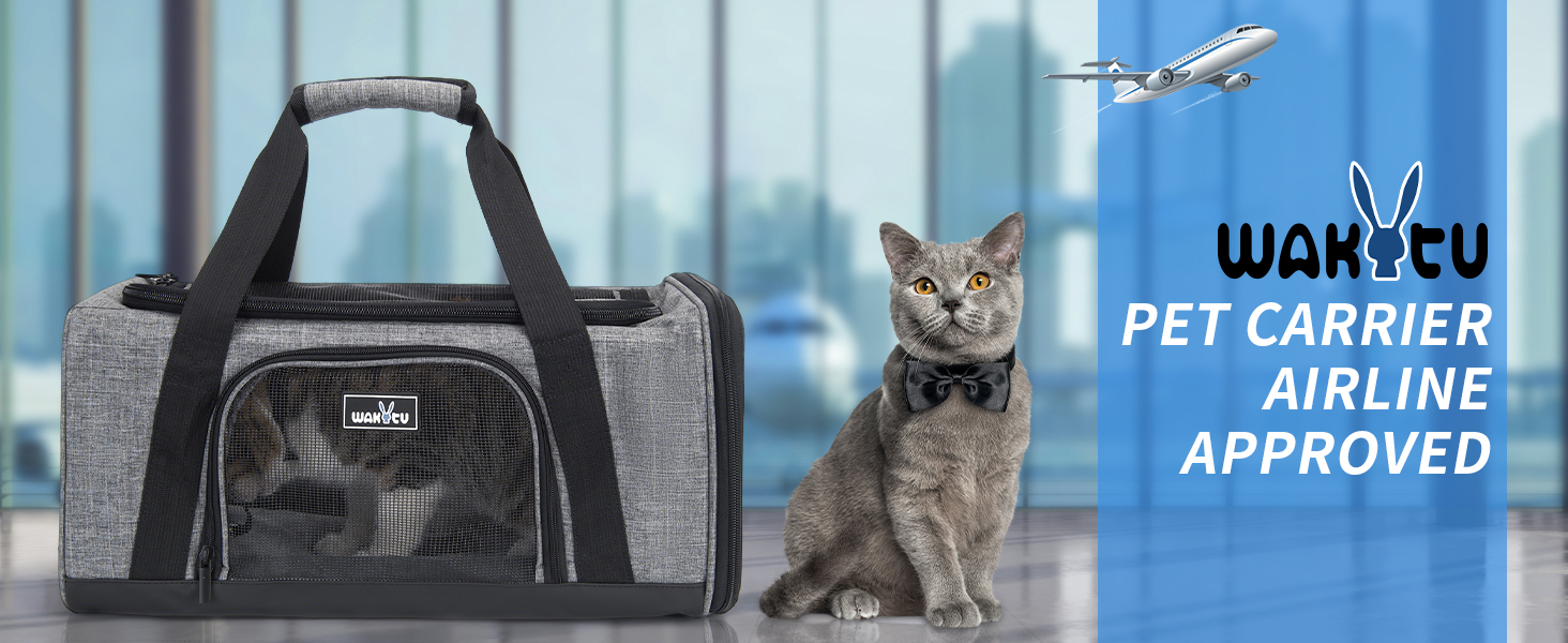 Транспортна переноска для котів та собак, складна, для авіаперельотів, сіра, 45 x 28 x 21 см