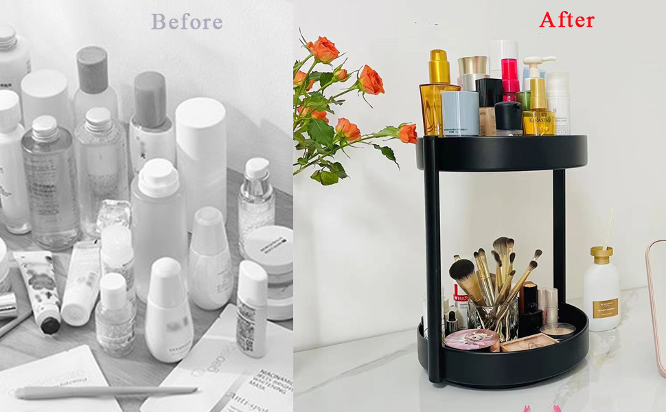 Організатор для спецій Drehteller, поворотна полиця 2 яруси, метал, для шафи, кухні, косметики, ванної кімнати (сірий)