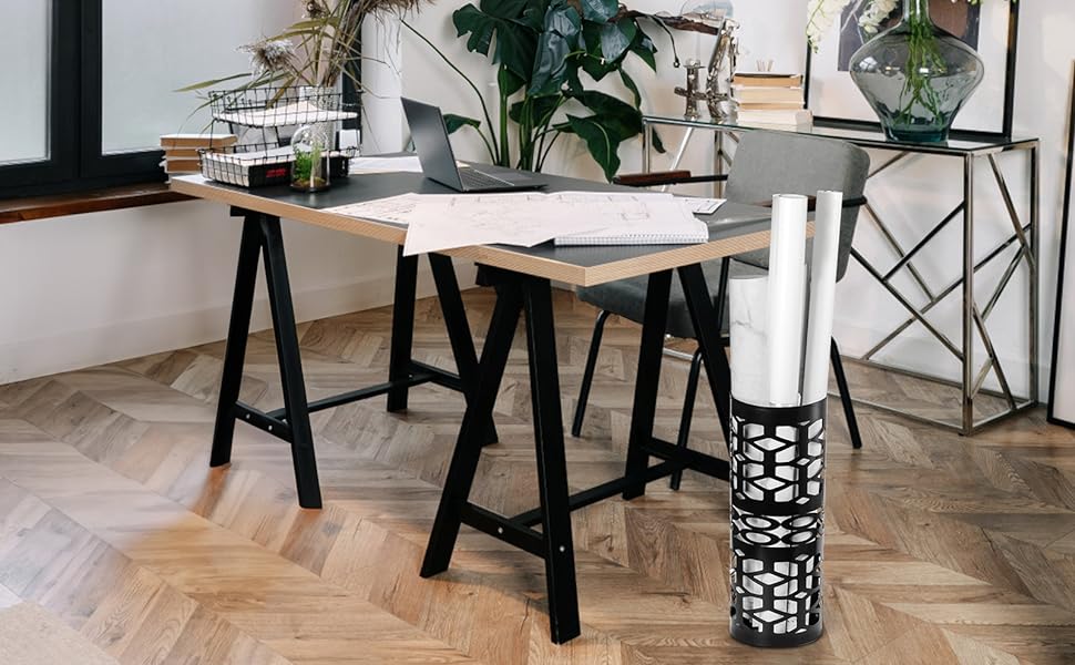ZENFUN Metal Umbrella Stand - Freestanding Umbrella Holder for Entryway, Home, Office, Hotel - Black, 15x15x40 CM