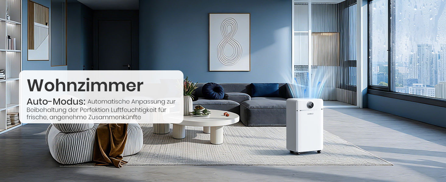 Електричний осушувач повітря CHIVALZ для автомобіля та приміщень до 30 м²/120 м³, 3 режими роботи, таймер 24 год, автоматичне розморожування, енергозбереження, білий