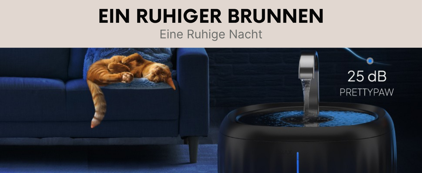 PrettyPaw фонтанчик для котів Aqua Flow Pro – тихий, з LED, фільтром з активованого вугілля, 3L (білий, чорний)